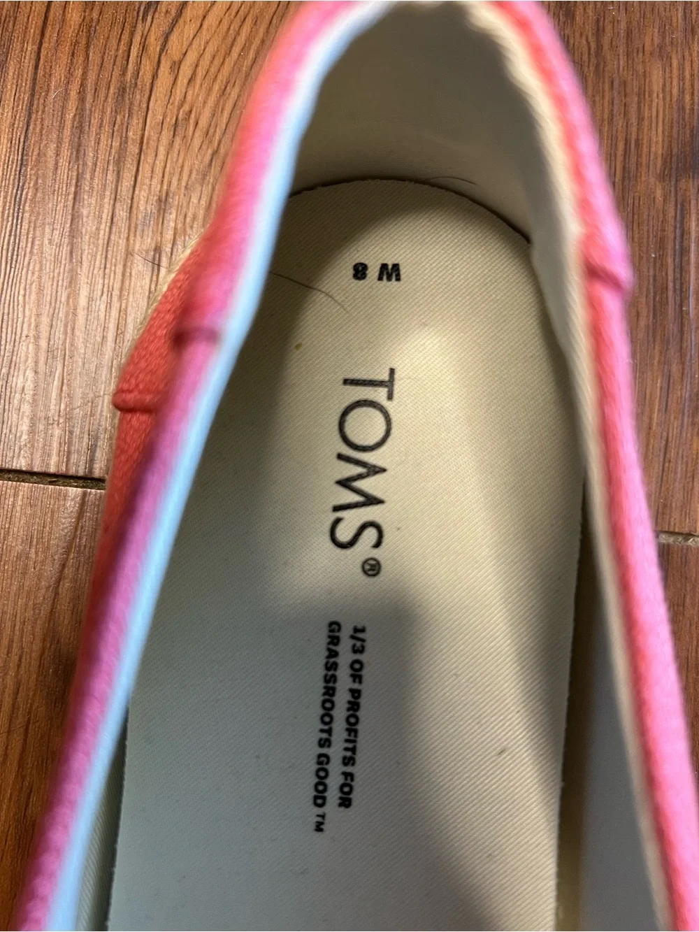 Toms Alpargata Size 8 Peach Textured Woven Rope Espadrille Slip on  New